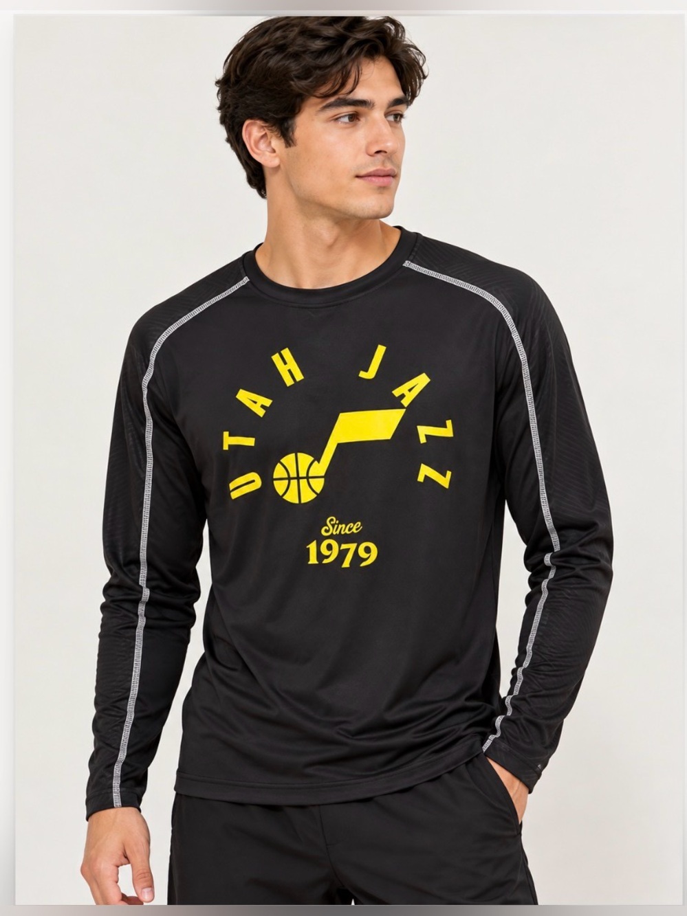 220. NWT Utah Jazz Black Long-Sleeve Performance Tee size small